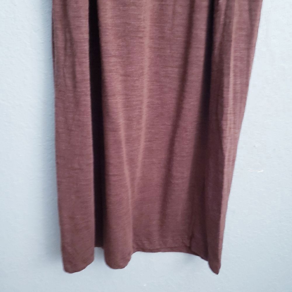 Pomandere Linen Wool Blend Brown Long Sleeve Dress - Picture 3 of 8
